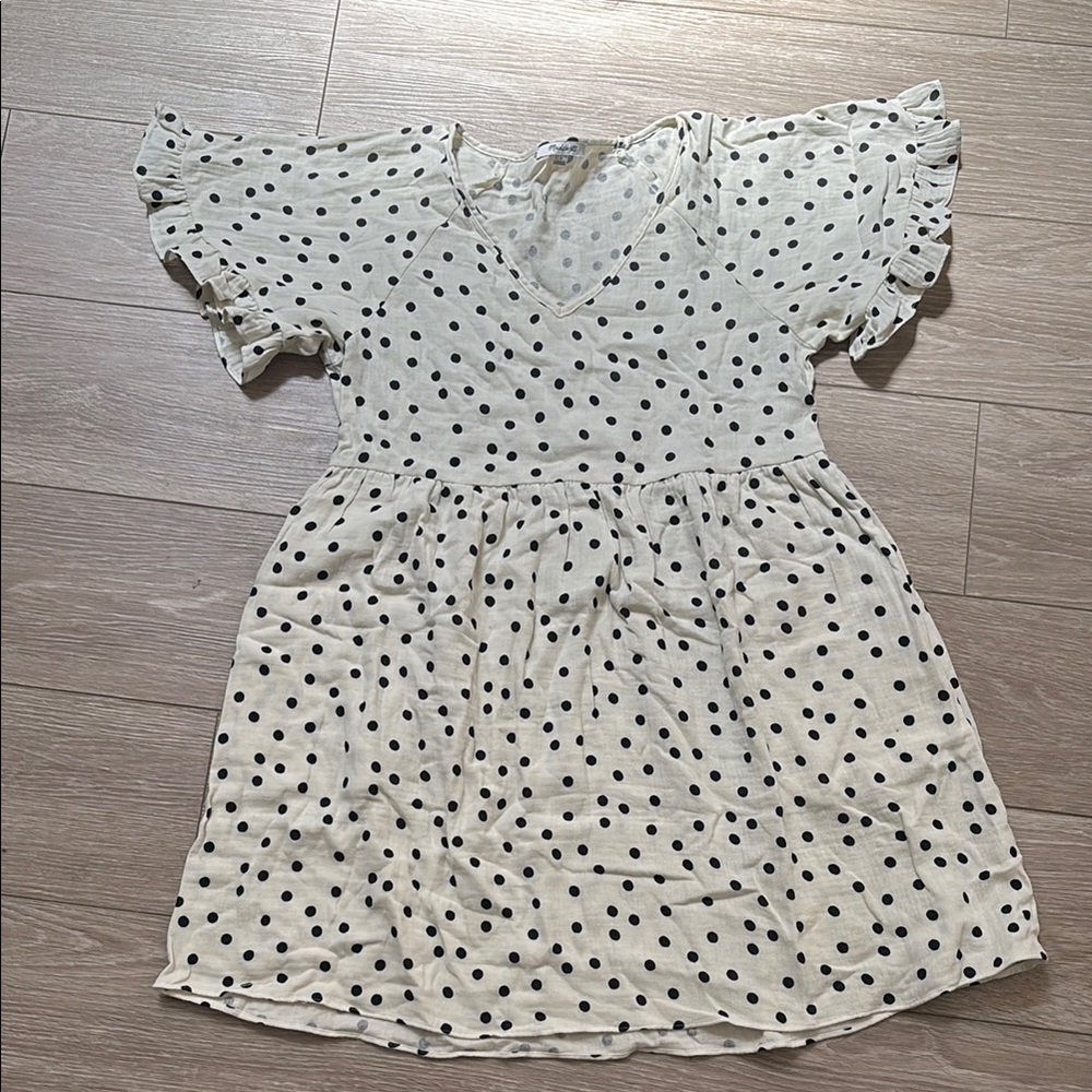 Madewell Black and White Flutter Sleeve Sundress with pockets